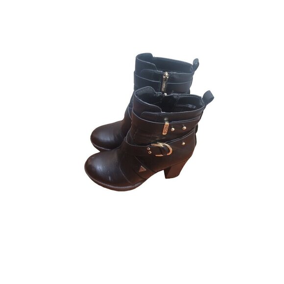GUESS WOMEN'S FAUX LEATHER ANKLE BLOCK PUMPS HEEL BOOTS SIZE 6 - Picture 3 of 12